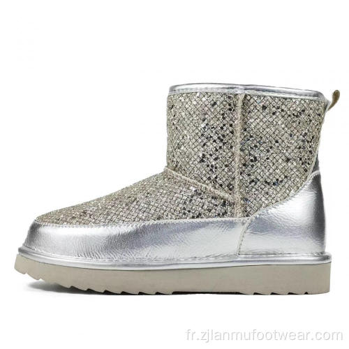 Bottes de peau de mouton en strass